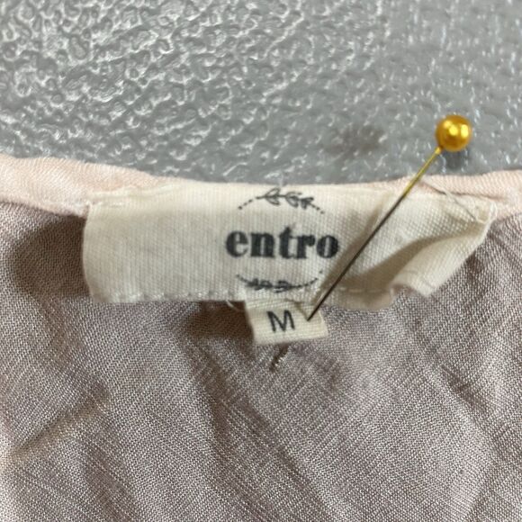 ENTRO Anthropologie Midi Dress Sleeveless Lace Ruffle Asymmetrical Womens M Pink - Picture 3 of 11